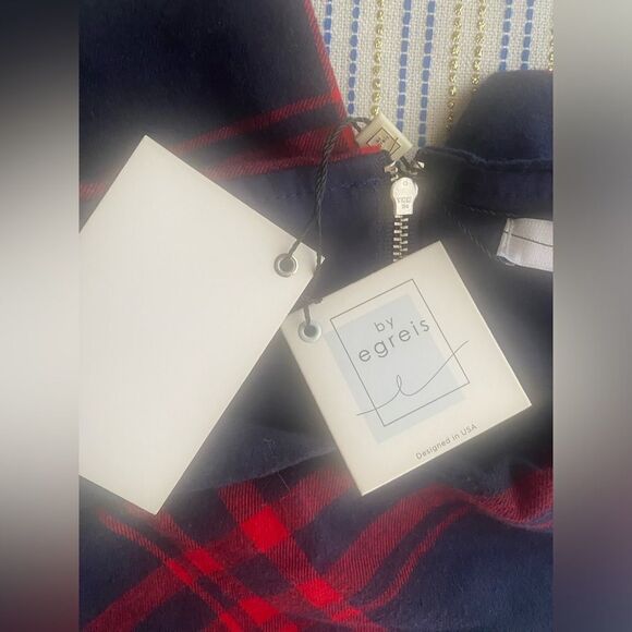 By Egreis Navy Blue/ Red Plaid Dress - Size Large  - NWT - Picture 12 of 12